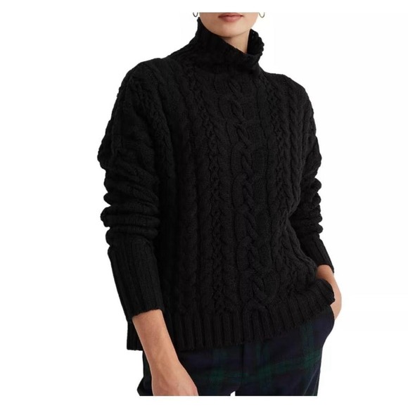 Lauren Ralph Lauren Sweaters - Lauren Ralph Lauren Womens Cable Knit Turtle Neck Sweater Black Size XS NEW